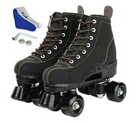 wilverz Patines de doble fila, patines ajustables de cuatro ruedas para exteriores, tamaño 4.5/5.5/6.5/7/7.5/8/8.5/9.5/10.5 (negro, 39=UK:6.5)