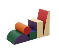 Wilwolfer Juego de 5 Bloques de Espuma para Niños: Cuero PU Bloques Psicomotricidad Infantil - Set de Escalada Suave Ligero para Interior Infantil Juego de Trepar y Gatear Regalo para Bebés(Clásico)