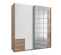 Wimex Emden Armario con Puertas correderas, Madera, Roble tablón/Blanco, 64 x 180 x 198 cm
