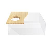 Wimnqie de para Hámster Baño de acrílico Transparente y Madera | Bañera Pequeña de Jaula de Mascotas para Aseo, Baño, Limpieza, Juego, Exploración, Escondite de Hámster y Viaje