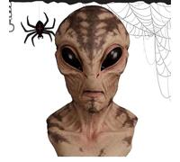 Wimnqie Máscara divertida de extraterrestre de Halloween,Máscara de cara de extraterrestre realista, aterradora espeluznante - de terror aterradora para cosplay, máscara de fantasía con