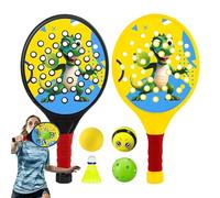 Wimnqie Raqueta De | Palas De con Diseño De Dinosaurios Tiernos 2 Palas | Accesorios Deportivos Portátiles con 4 Pelotas para Actividades Al Aire Libre En Parques Infantiles
