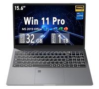 【Win 11Pro y MS Office 2019】 Laptop Core i7-9750H de 15.6 pulgadas totalmente metálica FHD (1920 x 1080) (hasta 4.5 GHz), CPU de alto rendimiento de 32 GB de RAM, 1 TB NVMe SSD UHD Graphics 630/puerto