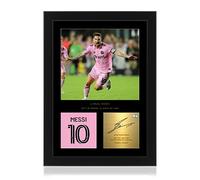 WIN FC Lionel Messi - Foto enmarcada tamaño A4, firma digital reproducida, regalo para fanáticos de Miami y Argentina