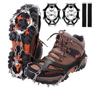 WIN.MAX Crampones, 19 Garras de Dientes Crampones Cubierta Antideslizante de Zapatos con Cadena de Acero Inoxidable para Excursiones Pesca Escalada Trotar Caminata sobre Nieve y Hielo (Negro, M)