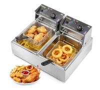 Winado Freidora Eléctrica Comercial 21.6L,5000W Freidora de Mesa | Control de temperatura de 60 a 200 °C, calentamiento rápido para uso doméstico comercial, restaurante, sala de aperitivos