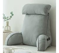 WINARA Almohadas de Lectura,CojíN para La Cintura con Reposabrazos,Cojín Apoyo para La Espalda,para Trabajar,Leer o Jugar en la Cama/Sofá/Suelo (Light Gray)