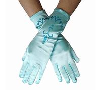 Wination Guantes de princesa Elsa, hermosos y elegantes guantes de princesa de tela de satén, accesorios de fotografía, adecuados para niños de 4 a 12 años (con bordado)