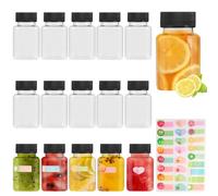 winbest 16 botellas de plástico para jugo con tapas 100 ml Mini Botella de Bebida Vacía Botellas botellas de jugo reutilizables para leche, jugos, batidos, bebidas