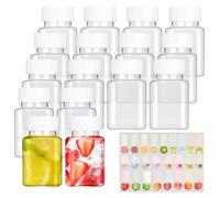 winbest 16 botellas de plástico para jugo con tapas 100 ml Mini Botella de Bebida Vacía Botellas botellas de jugo reutilizables para leche, jugos, batidos, bebidas