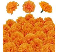 WINBST 30 guirnaldas artificiales de caléndula naranja claro, 4 x 5 cm caléndulas de Halloween para fiestas, bodas indias, decoraciones temáticas indias Heimde