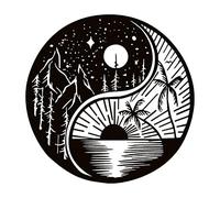 WINBST Yin Yang - Decoración de pared de metal de tai chi, sol natural y luna para yoga, baño, dormitorio, oficina, 29 x 29 cm