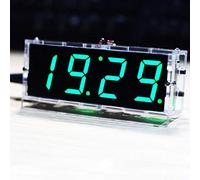 Wincal Kit De Reloj ElectróNico De Bricolaje, Kit ElectróNico De Reloj Led Digital De 4 DíGitos, Muestra AutomáTicamente La Hora/Temperatura, Regalos para Amantes De La ElectróNica (Verde)