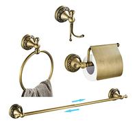 WINCASE Accesorios de baño de latón Antiguo, Accesorios de baño Retro, Juego de Barra de Toalla de baño de latón de 24 Pulgadas, Soporte de Papel tolilet de 4 Piezas, Gancho para Bata montado en la