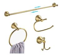 WINCASE Juego de 4 Accesorios de baño de latón Pulido Envejecido, Juego de Accesorios de baño en Estilo Retro eurpeano montado en la Pared, Soporte para Toallas de Papel de Seda, Ganchos para Batas,