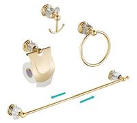 WINCASE Material de aleación de Zinc Golden Pulido baño Adornos Set, Brillante montado en la Pared baño Hardware de Lujo 4 Piezas con Perchero de Pared de Papel higiénico de toallero de Barra