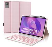 WINCHKING Funda con teclado para Lenovo Idea Tab 2025 de 11 pulgadas (TB-336ZU TB-336FU), teclado inalámbrico Bluetooth para M11 11 pulgadas 2024, iluminación de fondo de 7 colores, diseño QWERTZ