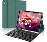 WINCHKING Funda con Teclado para Lenovo Tab P12 2023 12.7 Pulgada, Desmontable Teclado para Tablet Lenovo Tab P12 12.7", Inalámbrico Bluetooth Magnético Keyboard, QWERTY Español Ñ, Verde Oscuro