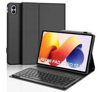 WINCHKING Funda con teclado para Xiaomi Redmi Pad 2 Pro 12.1 pulgadas/Redmi Pad Pro 12.1" 2024, funda teclado Bluetooth magnético desmontable con diseño Qwertz, negro