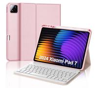 WINCHKING Funda para Xiaomi Pad 7/7 Pro con teclado, teclado para Xiaomi Pad 7 11.2", funda teclado magnético extraíble QWERTY para Xiaomi Pad 7 2024 11.2 pulgadas, rosa