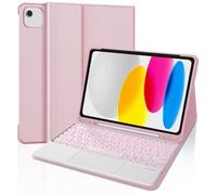 WINCHKING Teclado iPad 10 Generación 2022, Funda iPad A16 11 Pulgadas 2025, Bluetooth Magnético Desmontable, Retroiluminación Teclado español con Bandeja para rotuladores (Rosa-Touchpad)