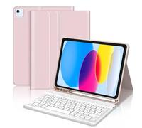 WINCHKING Teclado iPad 10 Generación 2022, Funda iPad A16 11 Pulgadas 2025, Teclado Bluetooth Magnético Desmontable, Teclado español con Bandeja para rotuladores (Rosa)