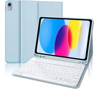 WINCHKING Teclado iPad 10 Generación 2022, Funda iPad A16 11 Pulgadas, Retroiluminación Teclado Bluetooth Magnético Desmontable, Teclado español con Bandeja para rotuladores, Azul Cielo