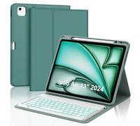 WINCHKING Teclado para iPad Air 13 2024 (M2), funda con teclado para iPad Air 13", funda teclado Bluetooth magnética retroiluminada QWERTY italiano para iPad Air (M2) 13 pulgadas 2024, verde oscuro