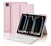 WINCHKING Teclado para iPad Pro 13" 2024 (M4), funda con teclado para 7 generación, funda magnética desmontable QWERTY italiano, rosa