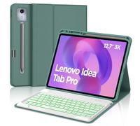 WINCHKING Teclado para Lenovo Tab P12 12.7" 2025 - Carcasa teclado para Lenovo Tab 12.7 pulgadas, retroiluminación de 7 colores, AZERTY