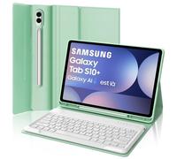 WINCHKING Teclado para Samsung Galaxy Tab S9 Plus 2023 (SM-X810/X816B/X818U), teclado Bluetooth magnético extraíble, funda para 12,4 pulgadas con bandeja para bolígrafos, verde claro