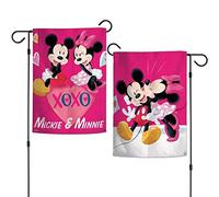 Wincraft Disney Character - Bandera de jardín (31,7 x 45,7 cm, 2 caras, Mickey y Minnie Love Happens Here)