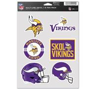 Wincraft NFL - Pegatinas multiuso (6 unidades, 19 x 14 cm), diseño de Minnesota Vikings