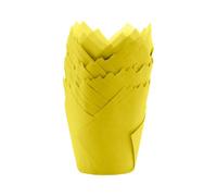 WINCUR - 200 forros desechables para cupcakes de tulipán, a prueba de grasa a granel, moldes para magdalenas, soportes para ramekin, tazas de hornear de tamaño estándar para postre (amarillo claro)