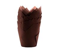 WINCUR - 200 forros para cupcakes de tulipán, desechables a granel a prueba de grasa, moldes para magdalenas, soportes para ramequines de tamaño estándar para postres (café)
