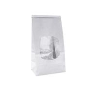 WINCUR Paquete de 50 bolsas de papel para pan con ventana transparente, desechables, de estaño, con bloqueo de pestañas, para galletas caseras, aperitivos, panes (blanco, 115 x 65 x 246 mm)