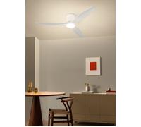 CREATE / WIND CALM CUSTOM RATTAN/Ventilador de techo con luz ratán blanco aspas madera natural blanco con mando / 40W, Doble luz, Ø132 cm, luz LED 3 temperaturas, función verano-invierno