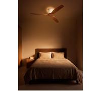 CREATE / WIND CALM CUSTOM RATTAN/Ventilador de techo ratán blanco aspas madera clara con mando / 40W, Silencioso, Ø132 cm, 6 velocidades