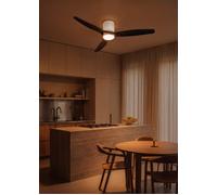 CREATE / WIND CALM CUSTOM RATTAN/Ventilador de techo con luz ratán blanco aspas madera natural negro con mando / 40W, Doble luz, Ø132 cm, luz LED 3 temperaturas, función verano-invierno