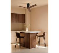 WIND CALM - Ventilador De Techo 40W Silencioso Con Aspas De ABS Técnico Varios Tamaños Sin Luz & Controlador De Pared + Mando & S (Ø112cm) (estancias ≤10m²) & Negro / Efecto Madera Oscura