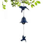 Wind Chime - Japanese Cast Iron Wind Chime, Temple Style Metal Bell with Hummingbird Design 42cm | For Courtyard Balcony Garden Patio Porch Outdoor Decor HT Art Through Multi-Lay