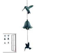 Wind Chime - Japanese Cast Iron Wind Chime, Temple Style Metal Bell with Hummingbird Design 42cm | For Courtyard Balcony Garden Patio Porch Outdoor Decor HT Art Through Multi-Lay