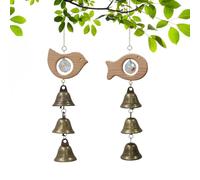 Wind Chimes - Fish Bird Outdoor Windbell Decor, 2 Piece Decorative Wind Chime Set for Garden, Patio, Porch and Balcony, Charming Fish and Bird Design Windbell for Home, Cafe, Restaurant Outdoor Spaces