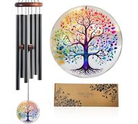 Wind Chimes for Garden Outdoor，Tree of Life Wind Chime, Deep Tone Aluminum Bell with Colorful Catcher, Six Tubes for Garden Porch Patio, Memorial Birthday Gift for Loved Ones(30in)