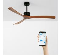 WIND LARGE - Ventilador De Techo 40W Silencioso Ø152 Cm 100% Madera Sin Luz