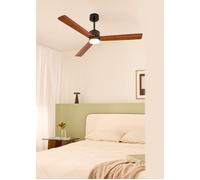 CREATE / WIND MODERN L/Ventilador de techo con luz negro madera oscura con mando / 40W, Luz LED 3 temperaturas, Ø152 cm, programable, 6 velocidades, función verano-invierno