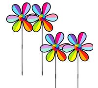 Wind Spinner - Reflective Bird repelent Windmill | Set of 4 Colorful Petal Shape Yard Wind Spinner | Weather-Resistant Garden Décor For Backyard Patio Terrace Porch Courtyard Balcony