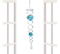 Wind Spinner Stabilizer - 9-Inch Stainless Steel Spiral Decorative Crystal All, Wind Spinner With Swivel Hook, Rainbow Gazing Chain, Outdoor & Indoor Garden Ornament