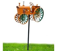 Wind Spinner - Tractor Rotating Wheel Garden Ornament for Yard Patio Display | Metal Steel Outdoor Sculpture Weather Coated Motion Driven Lawn Path Farm Landscape Decor Accent Feature