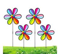Wind Spinners Outdoor - Weather-Resistant, Outdoor Decorations | Set of 4 Petal Shape Colorful Yard Pinwheels | Wind Spinners Sculptures for Patio Lawn Terrace Porch Courtyard